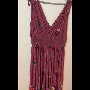 Red floral maxi dress